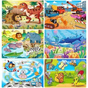 Puzzles for Kids Ages 3-5, 24 Piece Colorful Wooden Puzzles for Toddler